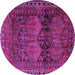 Round Persian Purple Traditional Rug, tr4198pur