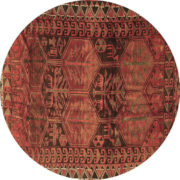 Round Persian Brown Traditional Rug, tr4198brn