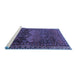 Sideview of Machine Washable Persian Blue Traditional Rug, wshtr4198blu