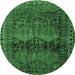 Round Persian Emerald Green Traditional Rug, tr4198emgrn