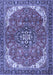 Machine Washable Medallion Blue Traditional Rug, wshtr4199blu