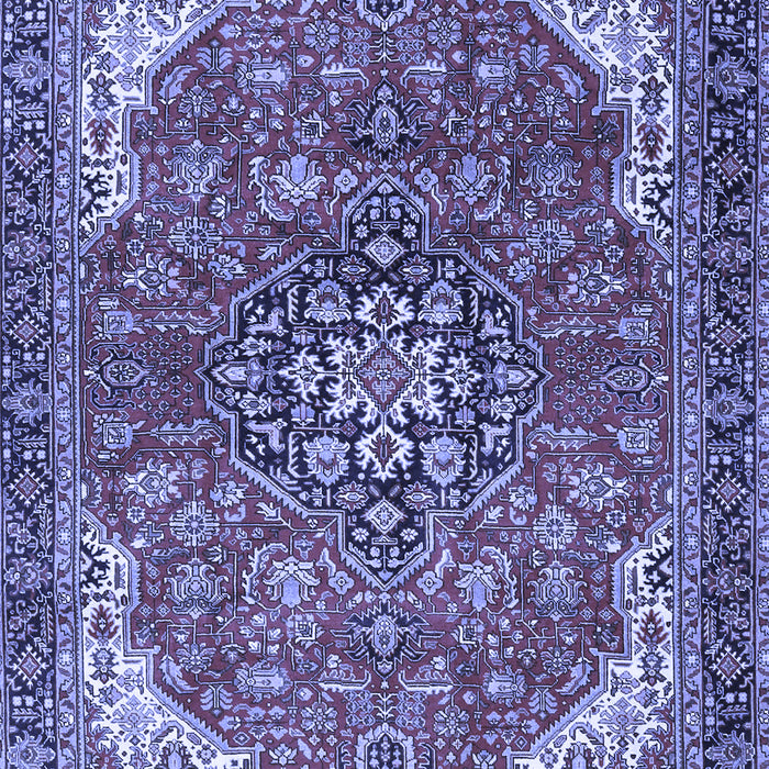 Machine Washable Medallion Blue Traditional Rug, wshtr4199blu