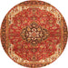 Machine Washable Medallion Orange Traditional Area Rugs, wshtr4199org