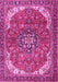 Machine Washable Medallion Pink Traditional Rug, wshtr4199pnk