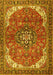 Machine Washable Medallion Yellow Traditional Rug, wshtr4199yw