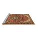 Sideview of Machine Washable Medallion Brown Traditional Rug, wshtr4199brn