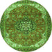 Machine Washable Medallion Green Traditional Area Rugs, wshtr4199grn