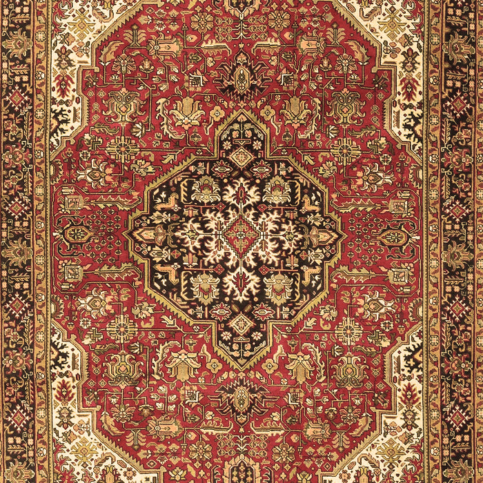 Machine Washable Medallion Brown Traditional Rug, wshtr4199brn