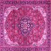 Square Machine Washable Medallion Pink Traditional Rug, wshtr4199pnk