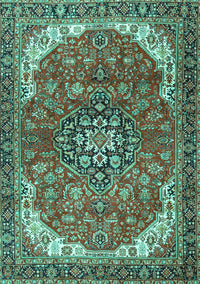 Medallion Turquoise Traditional Rug, tr4199turq