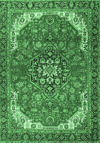 Medallion Emerald Green Traditional Rug, tr4199emgrn