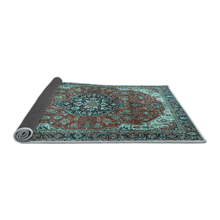 Sideview of Medallion Light Blue Traditional Rug, tr4199lblu