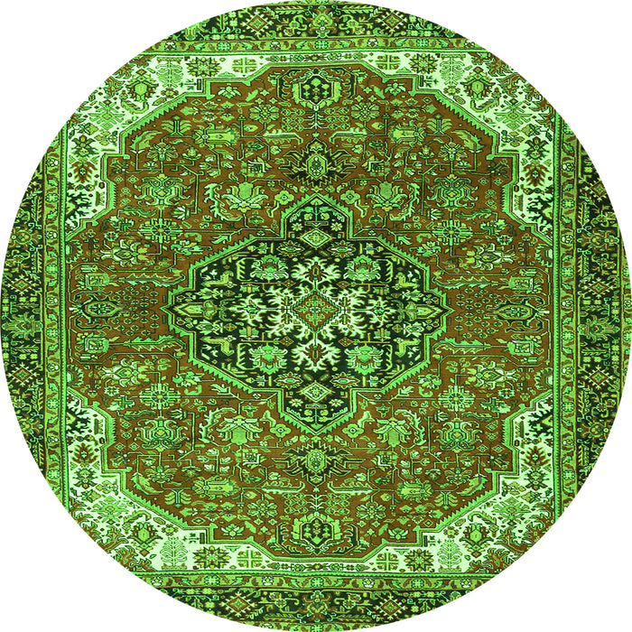 Square Medallion Green Traditional Rug, tr4199grn