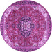 Round Medallion Purple Traditional Rug, tr4199pur