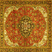 Square Medallion Yellow Traditional Rug, tr4199yw