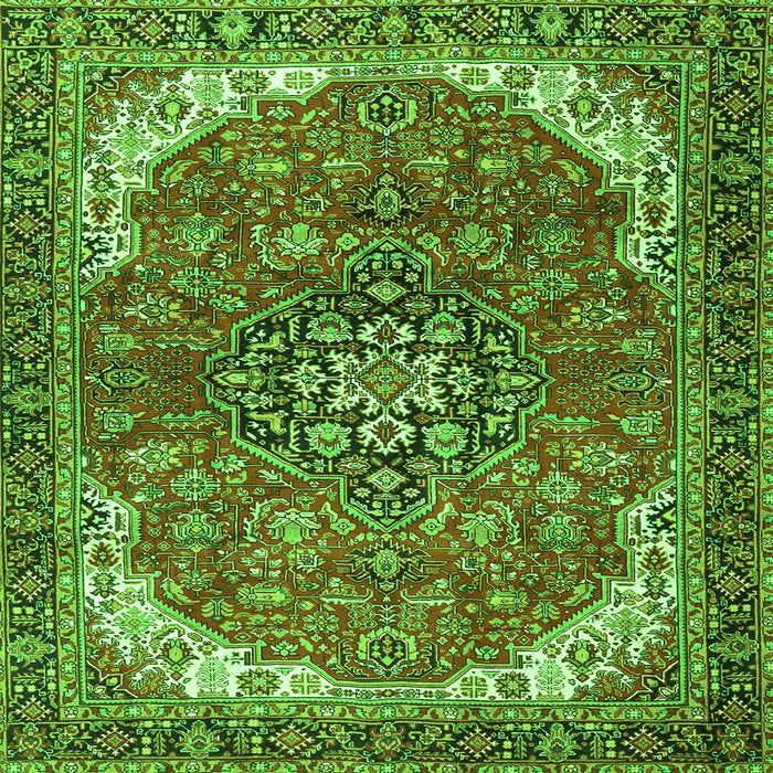 Round Machine Washable Medallion Green Traditional Area Rugs, wshtr4199grn