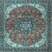 Square Medallion Light Blue Traditional Rug, tr4199lblu