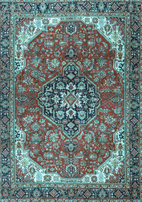 Medallion Light Blue Traditional Rug, tr4199lblu