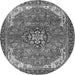 Machine Washable Medallion Gray Traditional Rug, wshtr4199gry