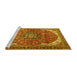 Sideview of Machine Washable Medallion Yellow Traditional Rug, wshtr4199yw