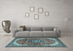 Machine Washable Medallion Light Blue Traditional Rug in a Living Room, wshtr4199lblu