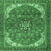 Square Medallion Emerald Green Traditional Rug, tr4199emgrn