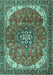 Machine Washable Medallion Turquoise Traditional Area Rugs, wshtr4199turq