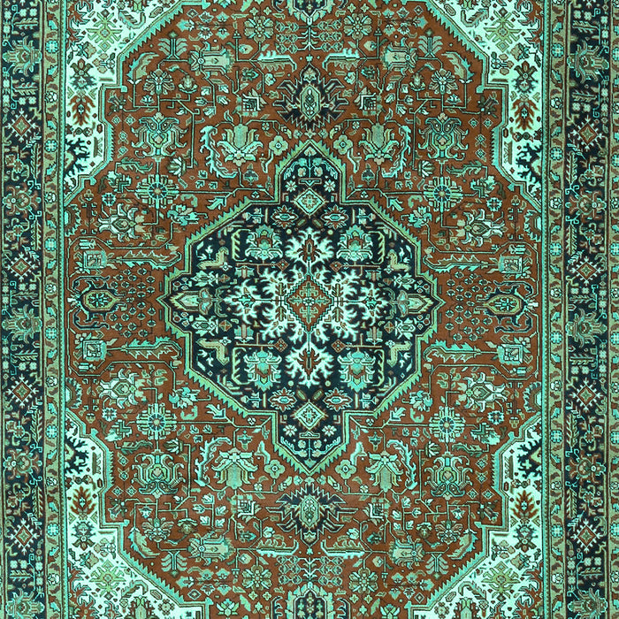 Machine Washable Medallion Turquoise Traditional Area Rugs, wshtr4199turq