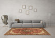 Machine Washable Medallion Brown Traditional Rug in a Living Room,, wshtr4199brn