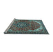 Sideview of Machine Washable Medallion Light Blue Traditional Rug, wshtr4199lblu