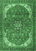 Machine Washable Medallion Emerald Green Traditional Area Rugs, wshtr4199emgrn