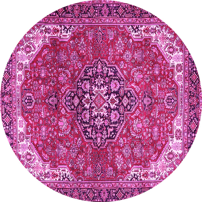 Round Medallion Pink Traditional Rug, tr4199pnk