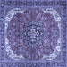 Square Medallion Blue Traditional Rug, tr4199blu