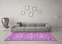 Machine Washable Persian Purple Traditional Area Rugs in a Living Room, wshtr419pur