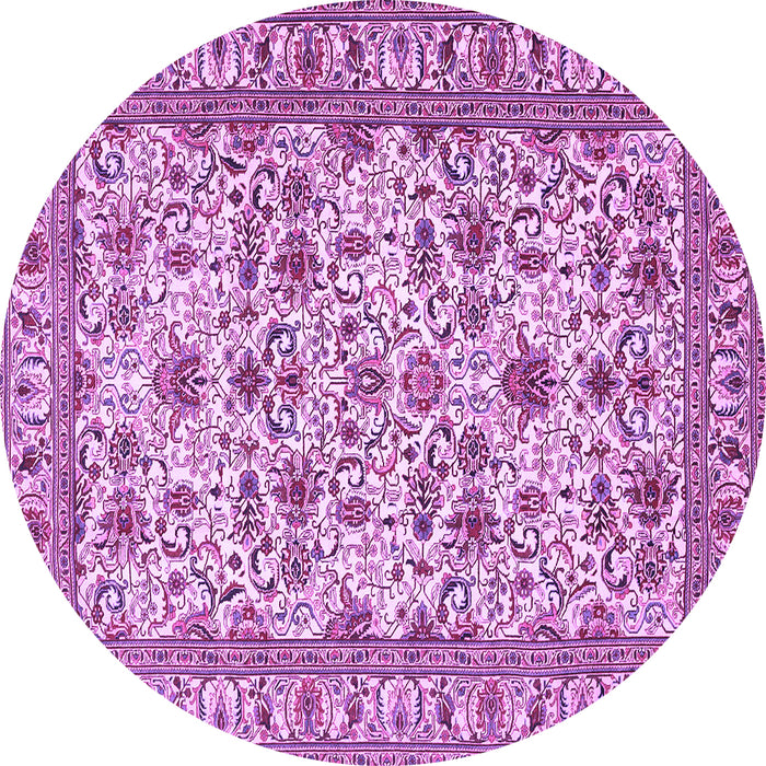Round Machine Washable Persian Purple Traditional Area Rugs, wshtr419pur