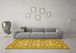 Machine Washable Persian Yellow Traditional Rug in a Living Room, wshtr419yw