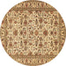 Round Machine Washable Persian Brown Traditional Rug, wshtr419brn