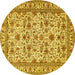 Round Machine Washable Persian Yellow Traditional Rug, wshtr419yw