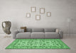 Machine Washable Persian Emerald Green Traditional Area Rugs in a Living Room,, wshtr419emgrn