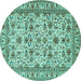 Round Persian Turquoise Traditional Rug, tr419turq