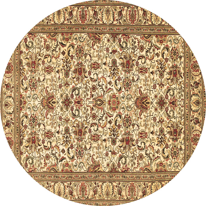 Round Persian Brown Traditional Rug, tr419brn