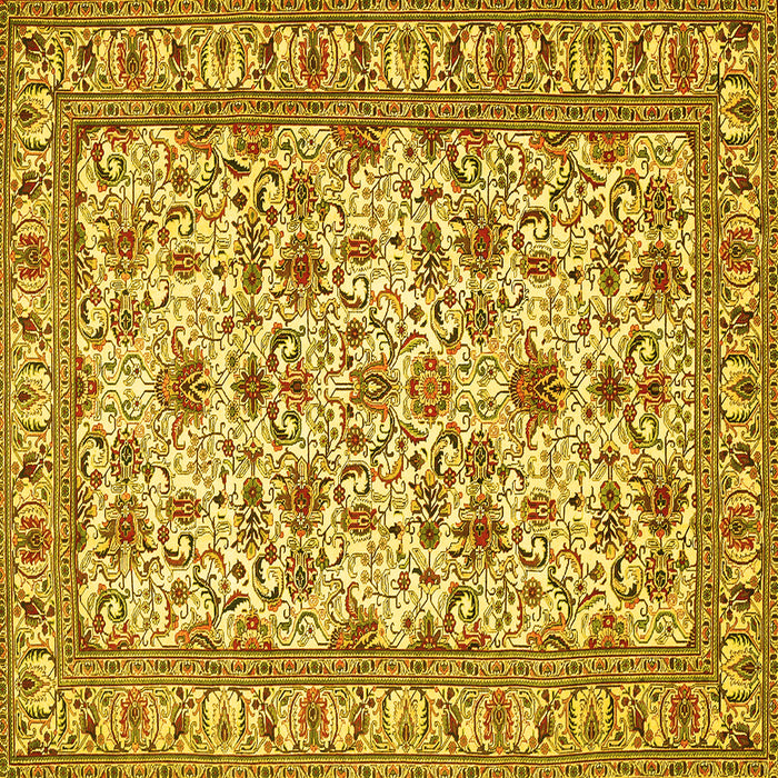Square Persian Yellow Traditional Rug, tr419yw