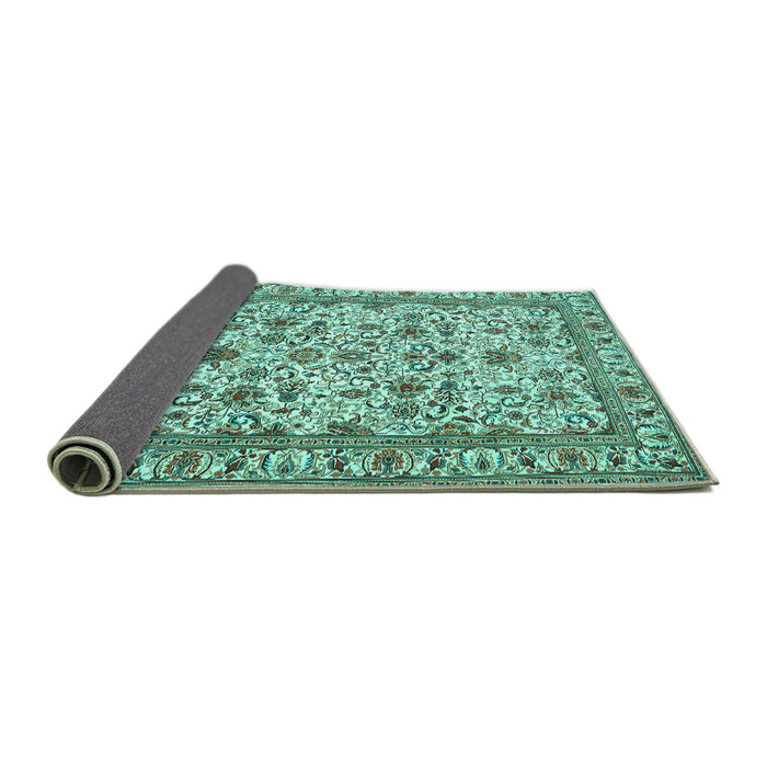 Sideview of Persian Turquoise Traditional Rug, tr419turq