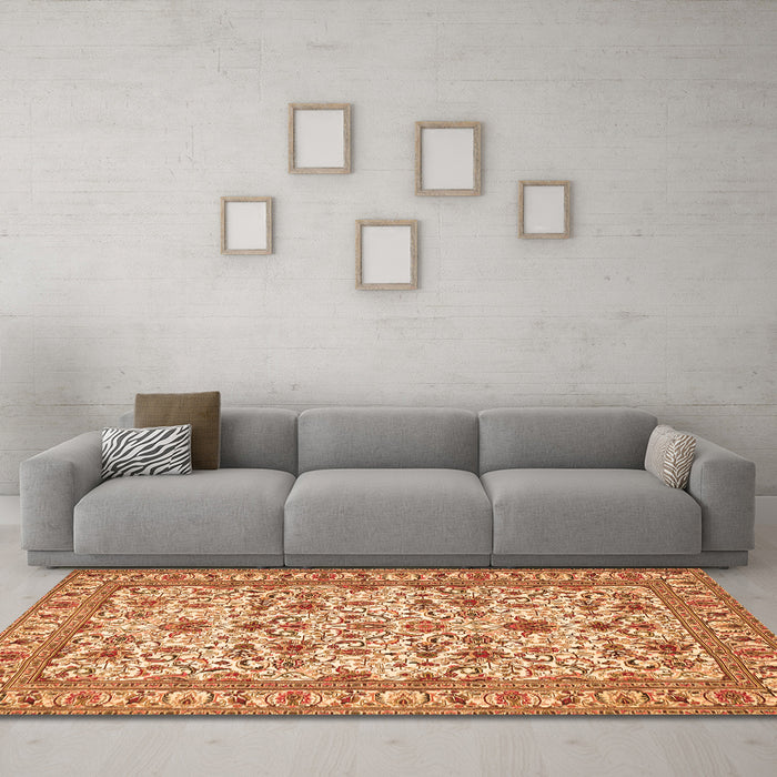 Machine Washable Persian Orange Traditional Area Rugs in a Living Room, wshtr419org