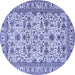 Round Machine Washable Persian Blue Traditional Rug, wshtr419blu