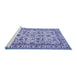 Sideview of Machine Washable Persian Blue Traditional Rug, wshtr419blu