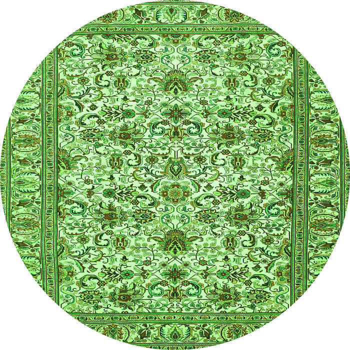 Square Persian Green Traditional Rug, tr419grn