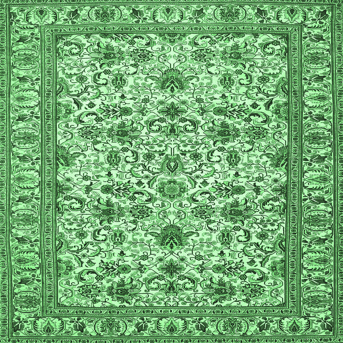 Square Persian Emerald Green Traditional Rug, tr419emgrn
