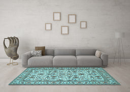 Machine Washable Persian Light Blue Traditional Rug in a Living Room, wshtr419lblu