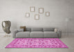 Machine Washable Persian Pink Traditional Rug in a Living Room, wshtr419pnk